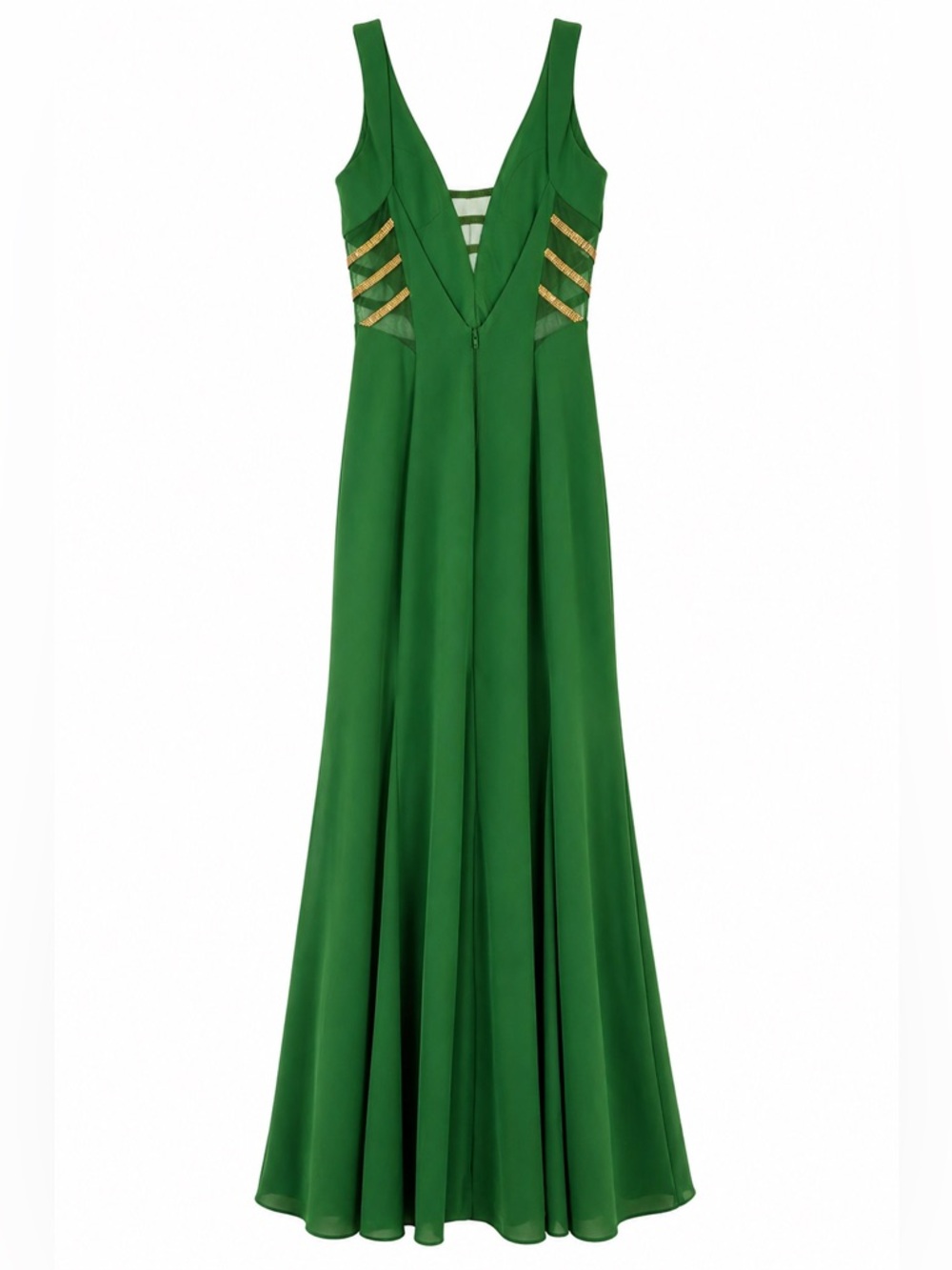 Sequin Hearts Emerald Green Evening/ Prom Dress with Beaded Strap Detail